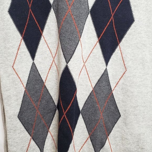 Mens Sweater Vest Pullover Gray Black Argyle Size XL Cotton Method - Picture 3 of 6